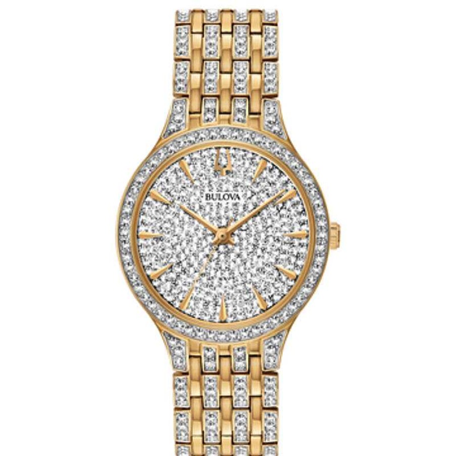 Bulova Ladies' Bulova Phantom Crystal Accent Gold-Tone Watch With Silver-Tone Dial (Model: 98L263) Watches