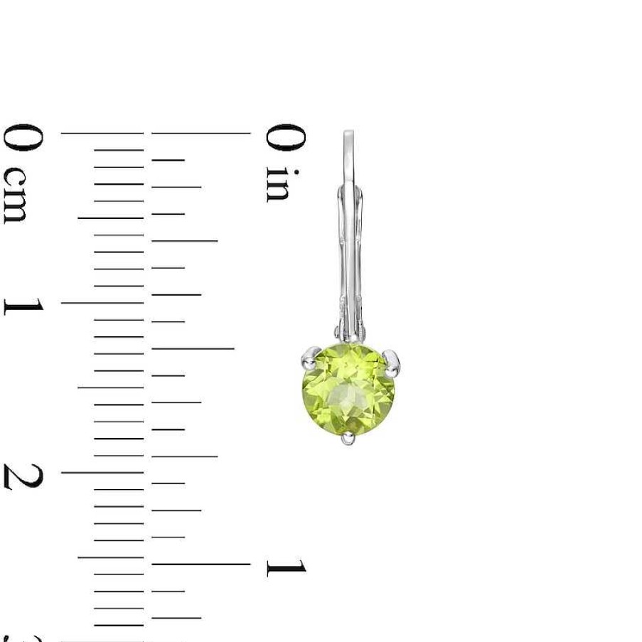 Zales 6.0Mm Peridot Solitaire Drop Earrings In 10K White Gold Earrings