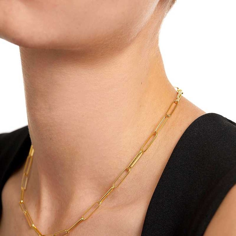 Zales Pdpaola At Zales 0.4Mm Paper Clip Chain Necklace In Sterling Silver With 18K Gold Plate - 15.75" Necklaces