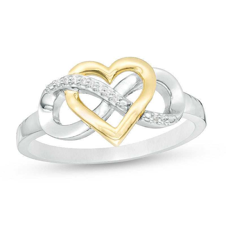 Zales Diamond Accent Interlocking Infinity And Heart Ring In Sterling Silver And 10K Gold Rings