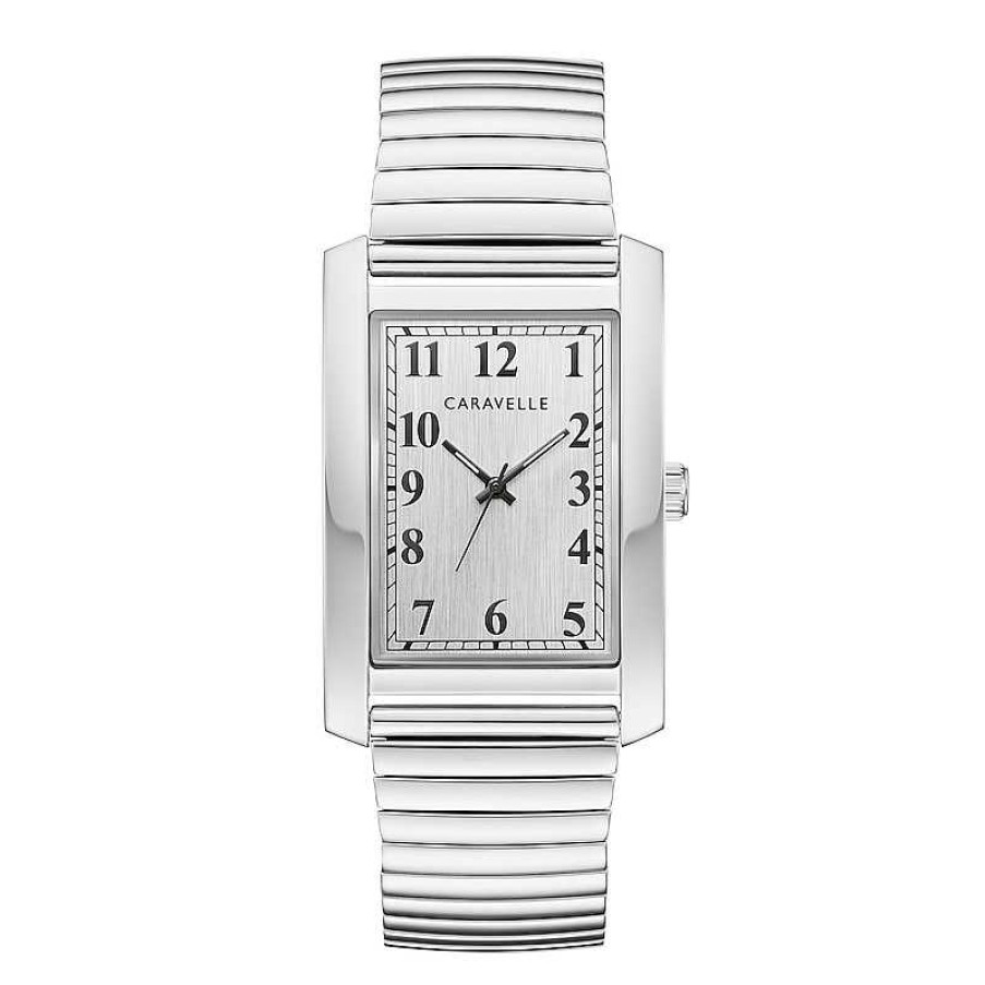 CARAVELLE Men'S Caravelle By Bulova Silver-Tone Expansion Watch With Rectangular Dial (Model: 43A157) Watches