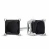 Zales 1 Ct. T.W. Princess-Cut Black Diamond Solitaire Stud Earrings In 10K White Gold Earrings