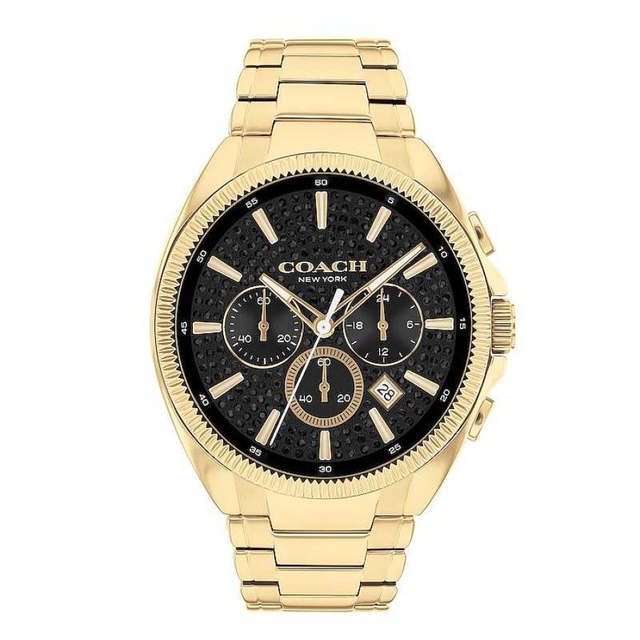 Coach Men'S Coach Jackson Gold-Tone Ip Chronograph Watch With Black Dial (Model: 14602697) Watches