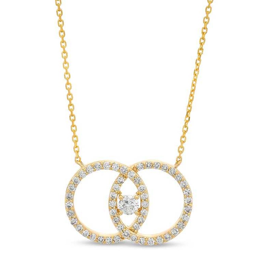 Zales You Me Us 5/8 Ct. T.W. Diamond Interlocking Circles Necklace In 10K Gold Necklaces