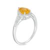 Zales Pear-Shaped Citrine And White Lab-Created Sapphire Frame Split Shank Ring In Sterling Silver Rings