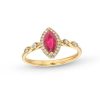 Zales Marquise-Cut Rhodolite Garnet And 1/8 Ct. T.W. Diamond Framed Ring In 10K Gold Rings