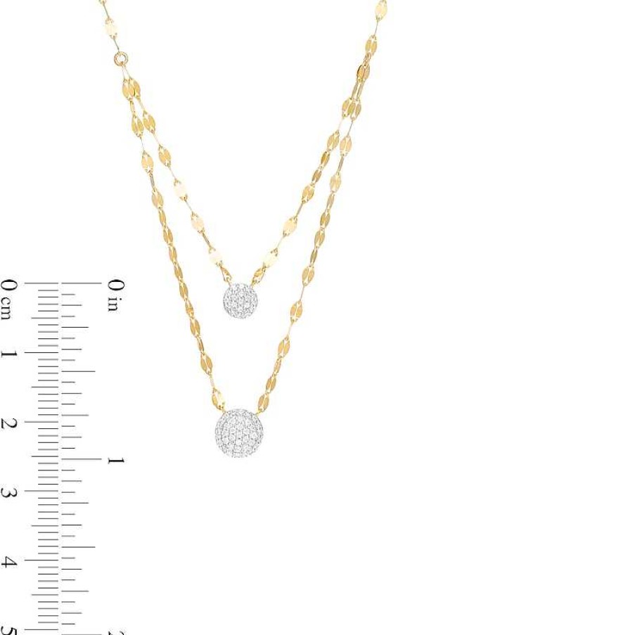 Zales 1/5 Ct. T.W. Multi-Diamond Double Strand Necklace In 10K Gold - 20" Necklaces