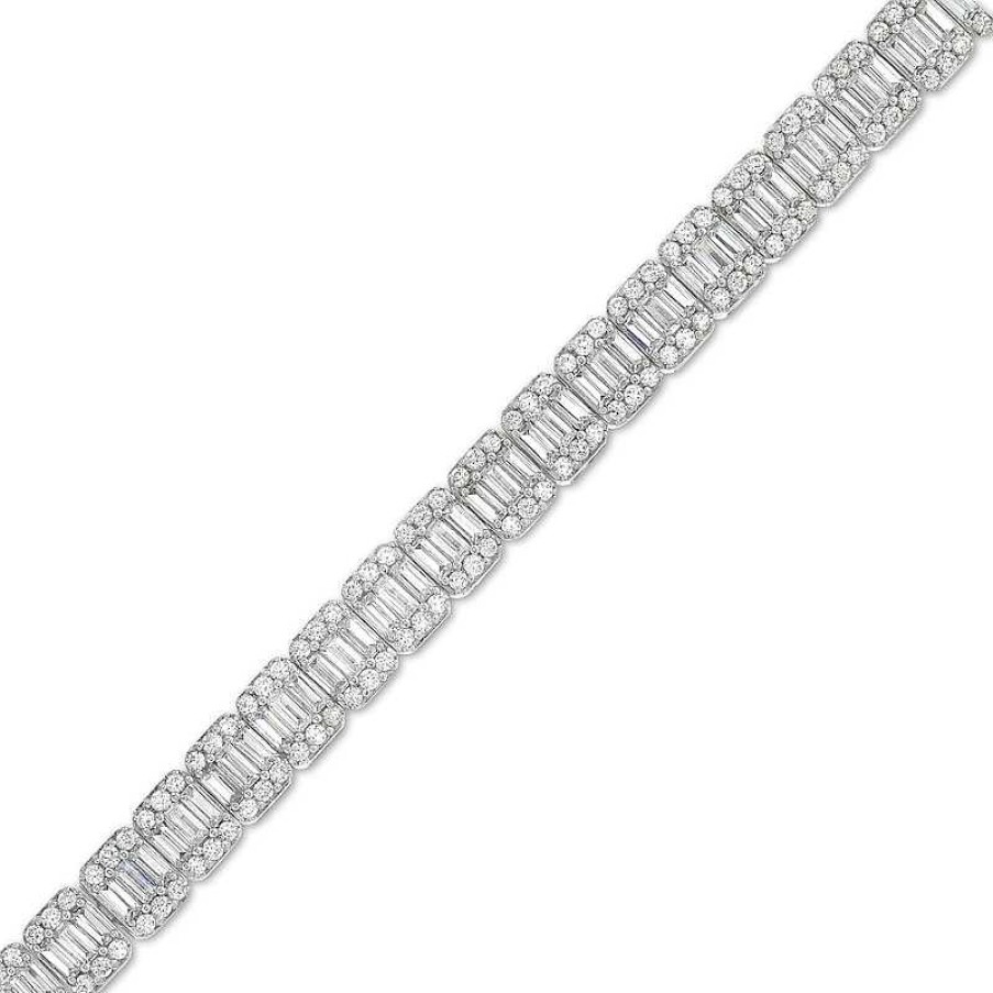 Zales 5 Ct. T.W. Baguette-Cut Lab-Created Diamond Line Bracelet In 10K White Gold (I/I1) Bracelets