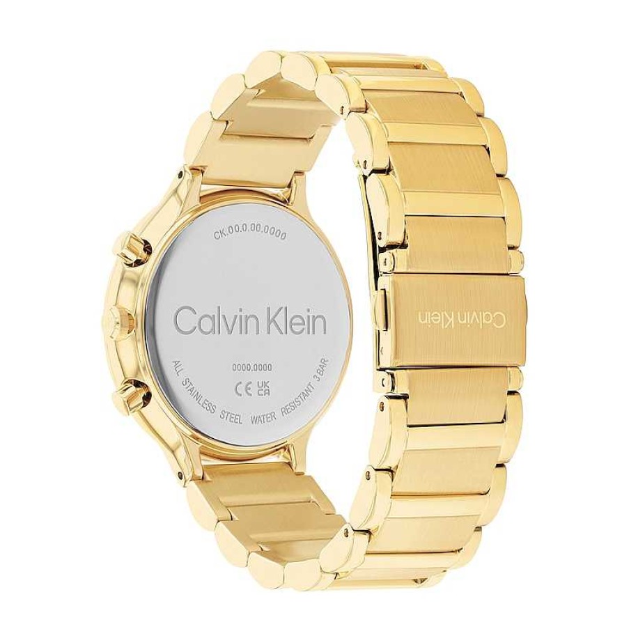 Calvin Klein Ladies' Calvin Klein Gold-Tone Ip Chronograph Watch With Black Dial (Model: 25200240) Watches