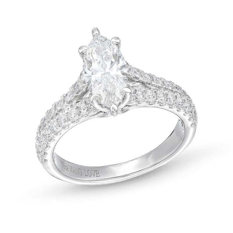 Zales True Lab-Created Diamonds By Vera Wang Love 1-3/8 Ct. T.W. Marquise Split Shank Engagement Ring In 14K White Gold Rings