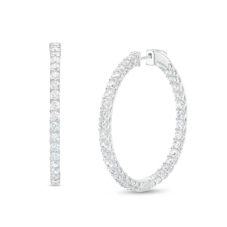 Zales 6 Ct. T.W. Certified Lab-Created Diamond Inside-Out Hoop Earrings In 14K White Gold (F/Si2) Earrings