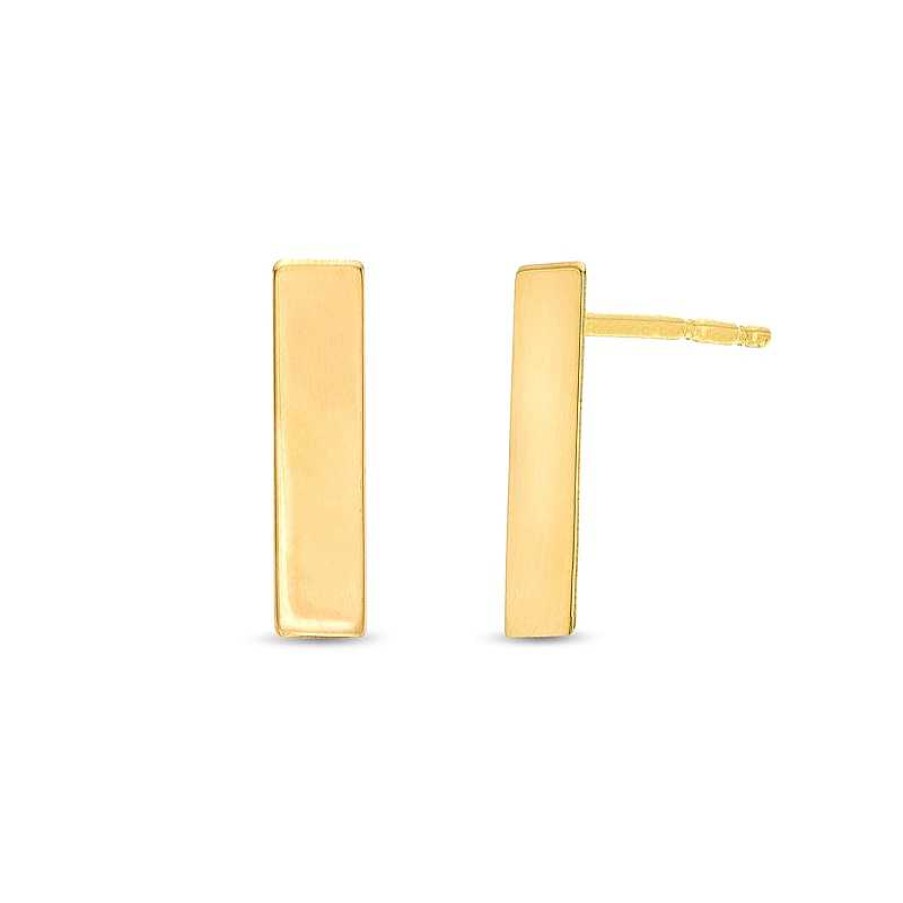 Zales Polished Bar Stud Earrings In 14K Gold Earrings