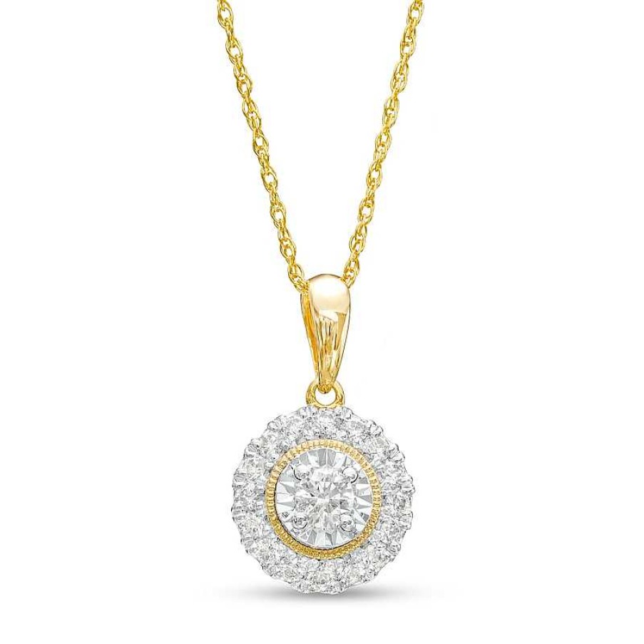 Zales 1/3 Ct. T.W. Diamond Frame Pendant In 10K Gold Necklaces