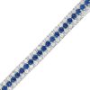 Zales Lab-Created Blue And White Sapphire Triple Row Bracelet In Sterling Silver - 7.25" Bracelets