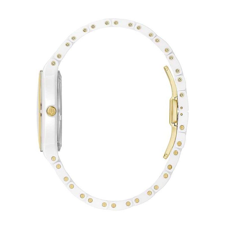 Bulova Ladies' Bulova Modern Millenia Diamond Accent Two-Tone Ceramic Watch With Mother-Of-Pearl Dial (Model: 98R292) Watches