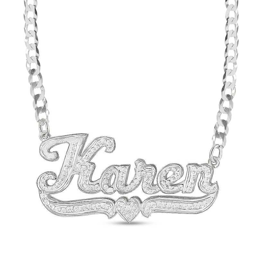 Zales 1/15 Ct. T.W. Diamond Underlined Name Necklace In Sterling Silver (1 Line) Necklaces