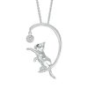 Zales Enhanced Black And White Diamond Accent Cat With Ball Pendant In Sterling Silver Necklaces