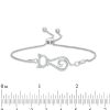 Zales 1/10 Ct. T.W. Diamond Cat Silhouette Bolo Bracelet In Sterling Silver - 8.0" Bracelets