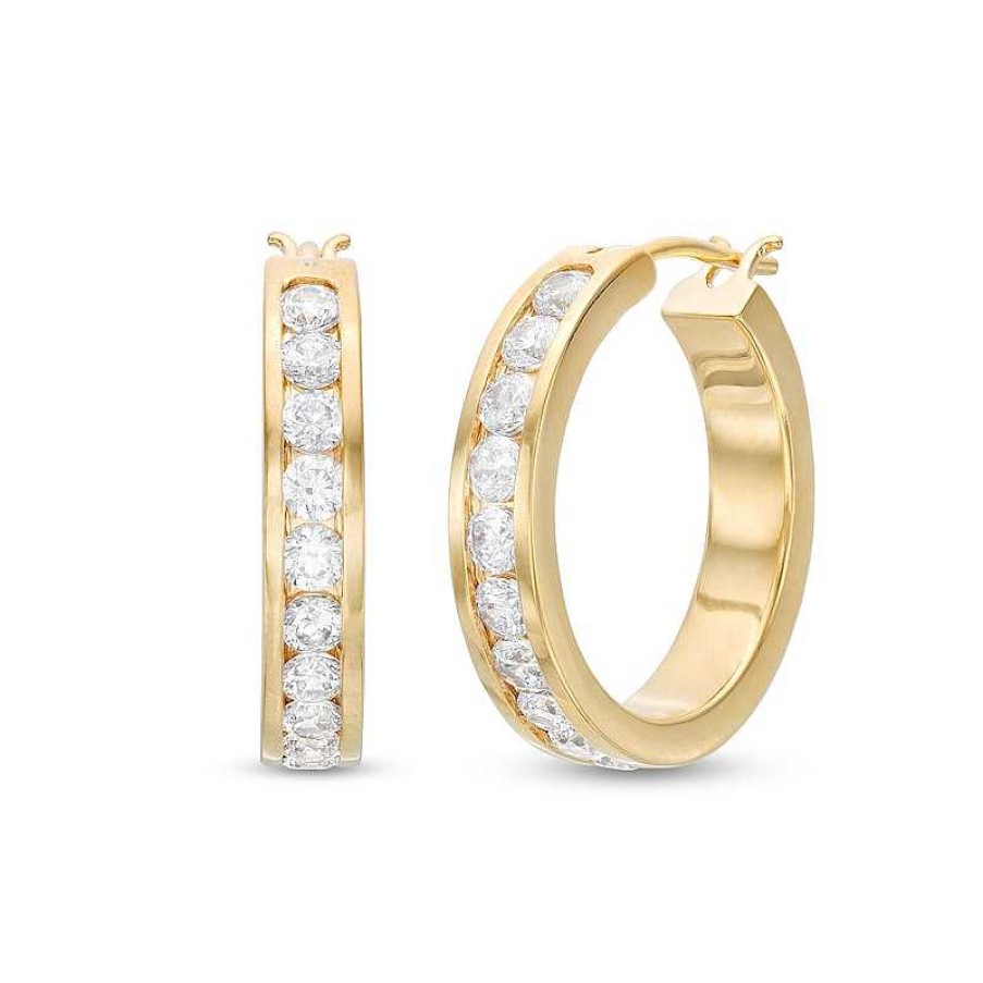 Zales 1 Ct. T.W. Certified Lab-Created Diamond Ten Stone Hoop Earrings In 14K Gold (F/Si2) Earrings