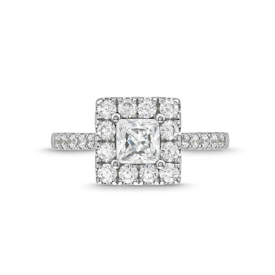 Zales 1-1/2 Ct. T.W. Princess-Cut Diamond Square Frame Engagement Ring In 14K White Gold (I/I2) Rings