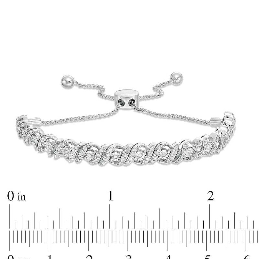 Zales 1 Ct. T.W. Diamond Cascading Bolo Bracelet In 10K White Gold - 9.5" Bracelets