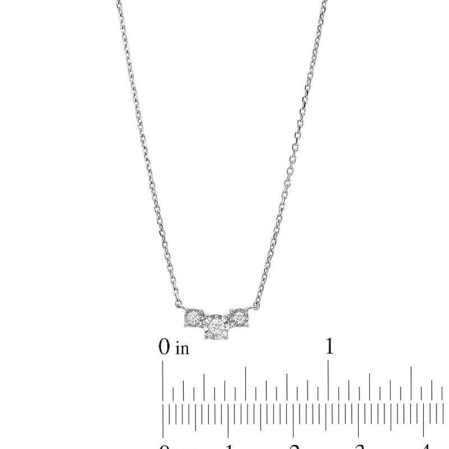 Zales 1/10 Ct. T.W. Diamond Three Stone Necklace In 10K White Gold Necklaces