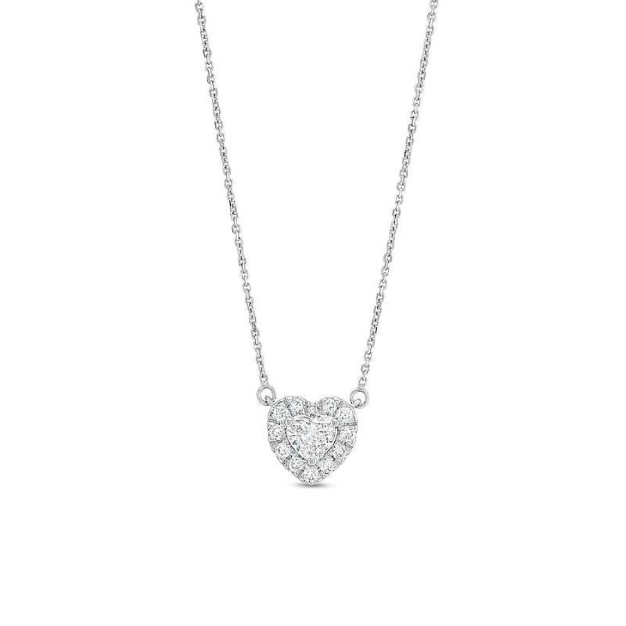 Zales 1/2 Ct. T.W. Certified Heart-Shaped Lab-Created Diamond Framed Pendant In 14K White Gold (F/Si2) Necklaces