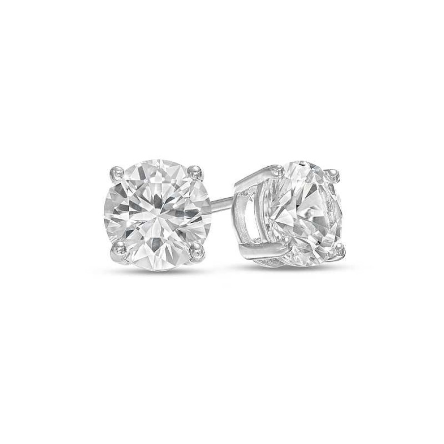 Zales 8.0Mm White Lab-Created Sapphire Solitaire Stud Earrings In Sterling Silver Earrings