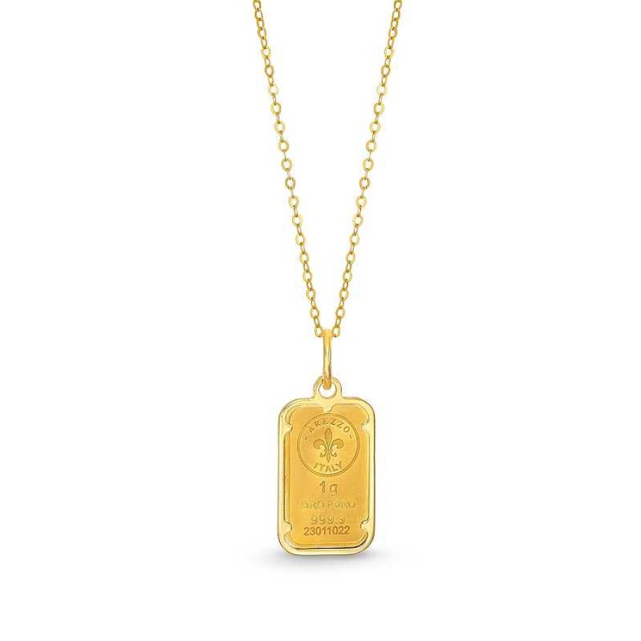 Zales 1 Gram Ingot Bar Pendant In 14K And 24K Gold Necklaces