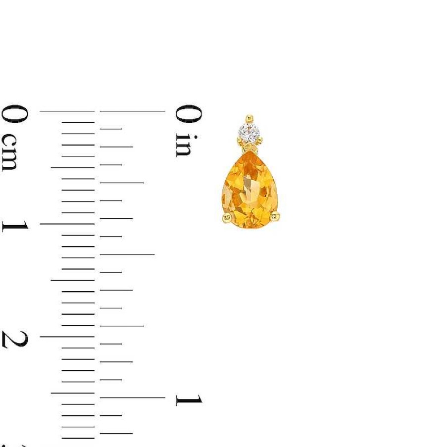 Zales Pear-Shaped Citrine And 1/20 Ct. T.W. Diamond Stud Earrings 10K Gold Earrings