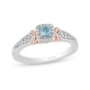 Zales Enchanted Disney Elsa Swiss Blue Topaz And 1/6 Ct. T.W. Diamond Ring In Sterling Silver And 10K Rose Gold Rings