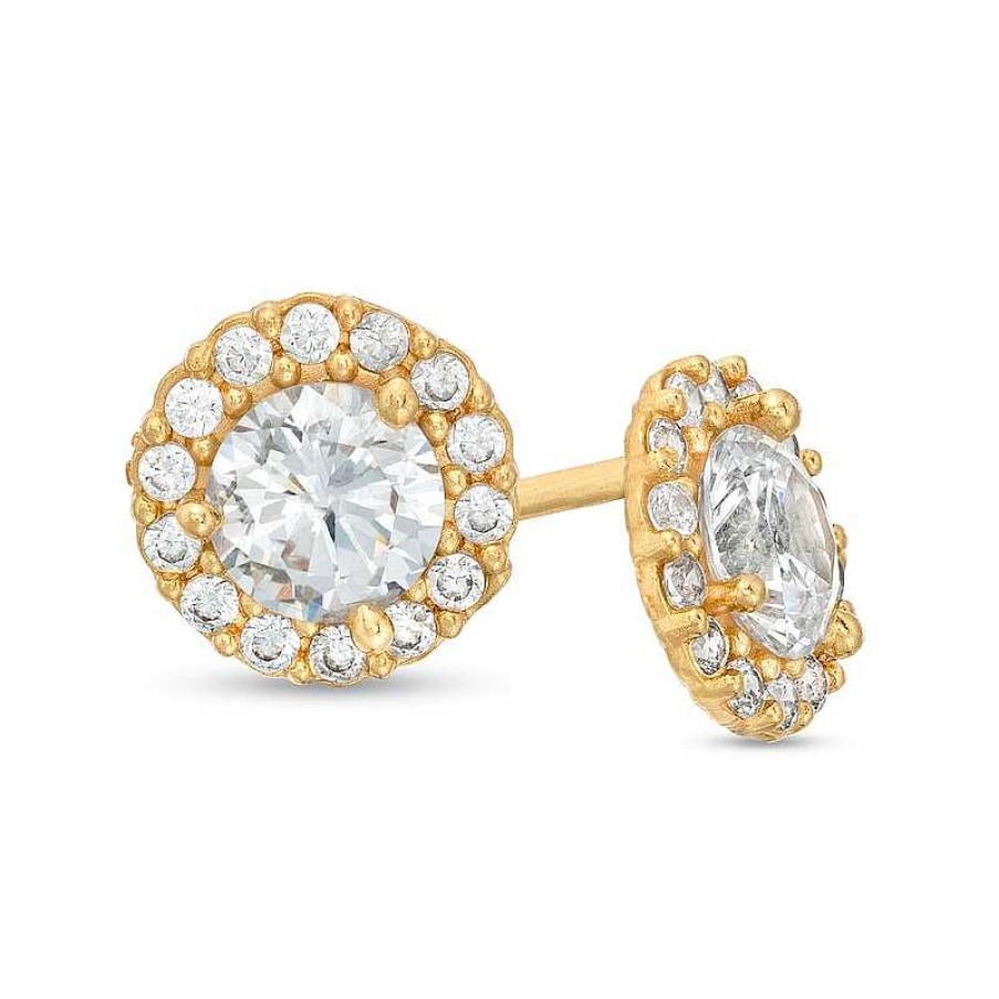 Zales Child'S 4.0Mm Cubic Zirconia Frame Stud Earrings In 14K Gold Earrings