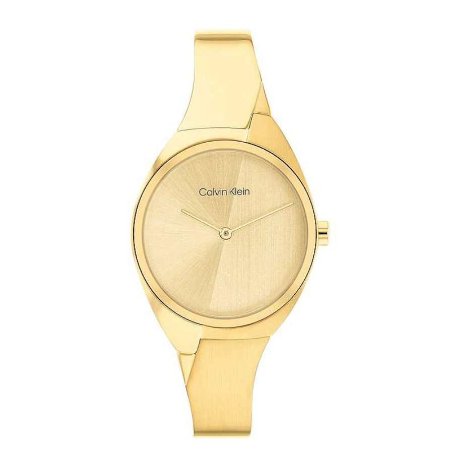 Calvin Klein Ladies' Calvin Klein Gold-Tone Ip Bangle Watch With Champagne Dial (Model: 25200235) Watches