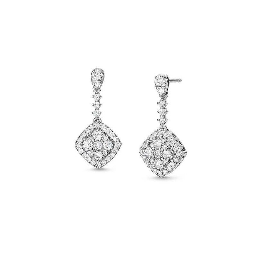 Zales 3/4 Ct. T.W. Lab-Created Diamond Tilted Square Drop Earrings In 10K White Gold Earrings