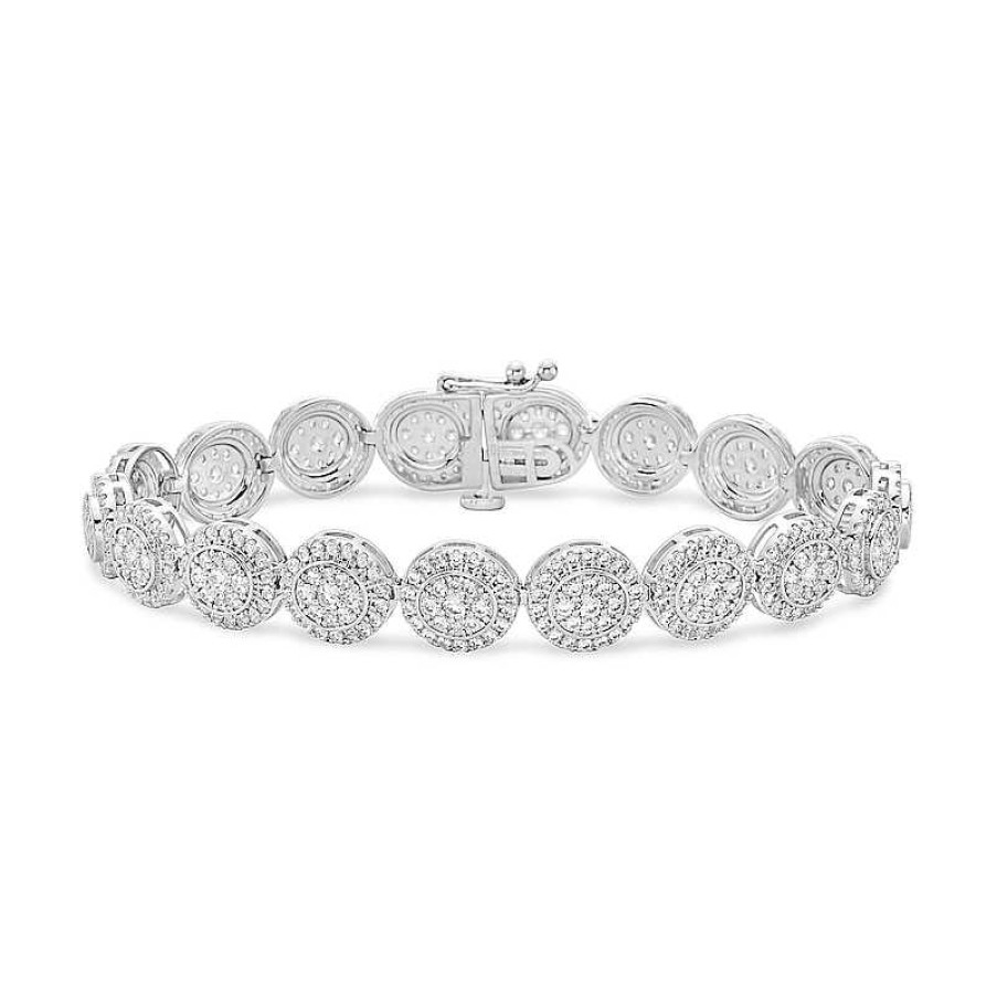 Zales 5 Ct. T.W. Round Multi-Diamond Frame Line Bracelet In 10K White Gold Bracelets