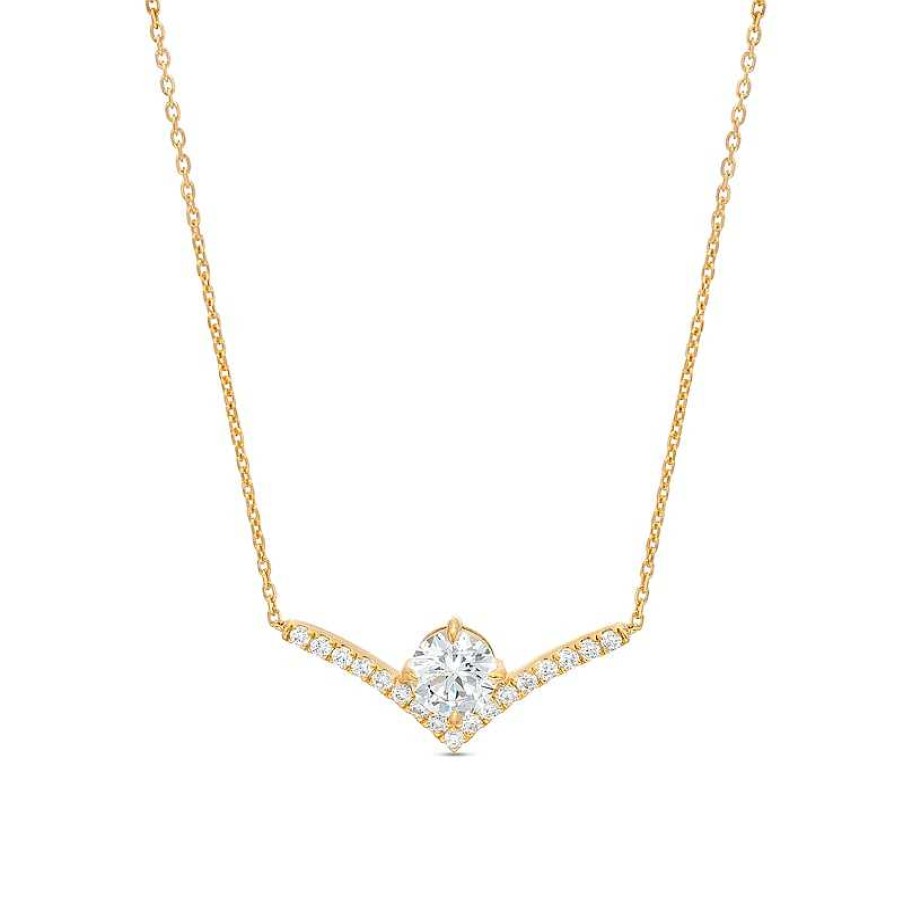 Zales You'Re The One 1-1/5 Ct. T.W. Certified Lab-Created Diamond Chevron Necklace In 14K Gold (F/Si2) 18.5" Necklaces