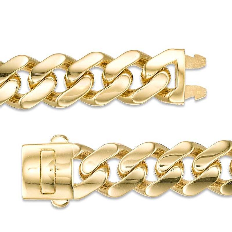 Zales 9.5Mm Curb Chain Bracelet In Hollow 14K Gold - 7.0" Bracelets