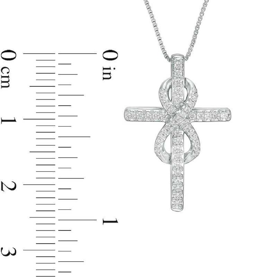 Zales 1/4 Ct. T.W. Diamond Cross With Infinity Pendant In Sterling Silver Necklaces