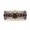 Zales Enchanted Disney Villains Evil Queen 1/10 Ct. T.W. Diamond, Onyx And Garnet Ring In Sterling Silver And 10K Gold - Size 7 Rings