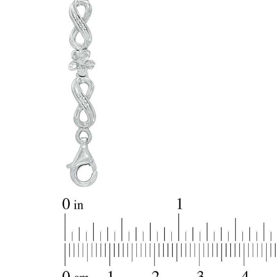 Zales 1/4 Ct. T.W. Diamond Infinity Link Flower Bracelet In Sterling Silver - 7.25" Bracelets