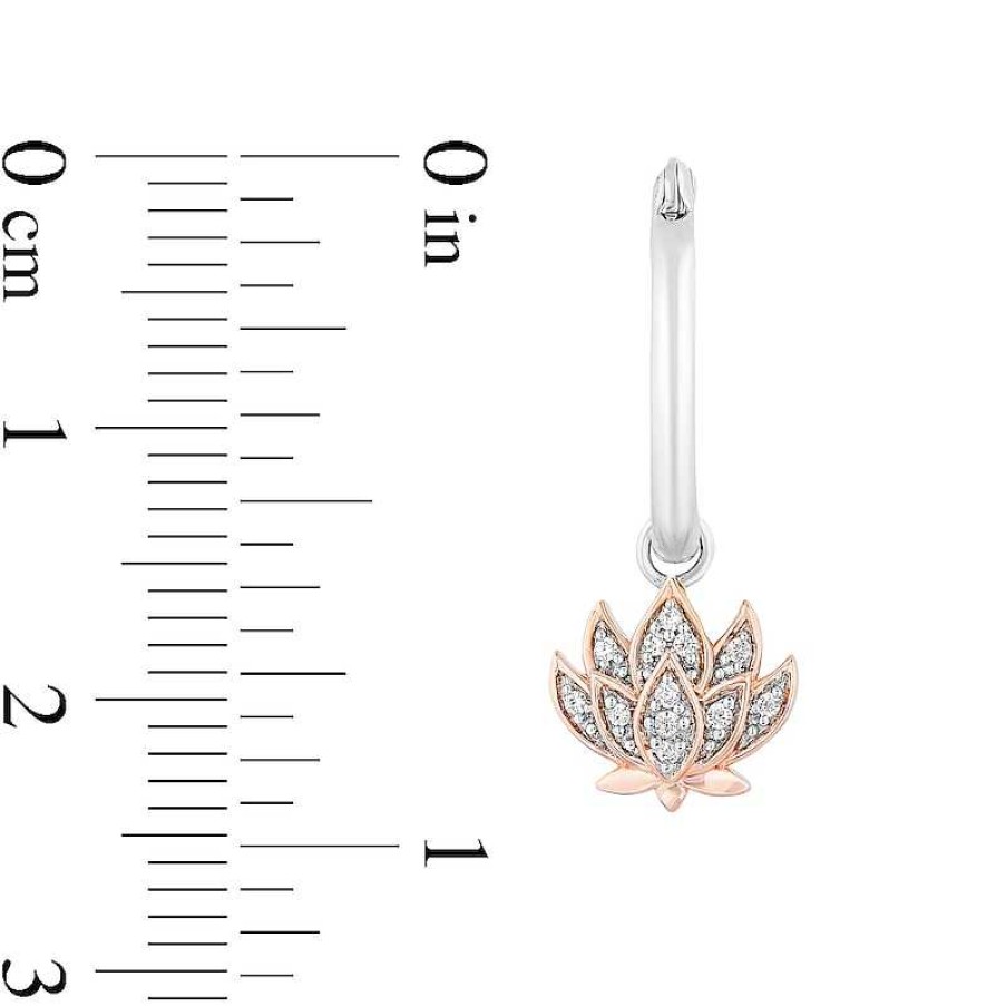 Zales Enchanted Disney Jasmine 1/10 Ct. T.W. Diamond Flower Drop Earrings In Sterling Silver And 10K Rose Gold Earrings