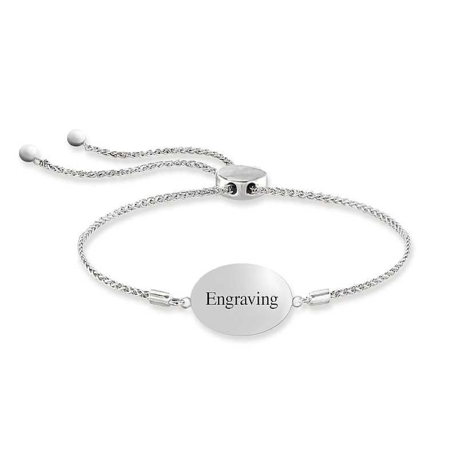 Zales Engravable Photo Oval Bolo Bracelet In Sterling Silver (1 Image And Line) Bracelets