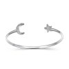 Zales Lab-Created White Sapphire Crescent Moon And Star Cuff In Sterling Silver - 7.25" Bracelets