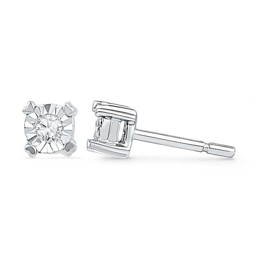 Zales 1/20 Ct. T.W. Diamond Solitaire Stud Earrings In 10K White Gold Earrings