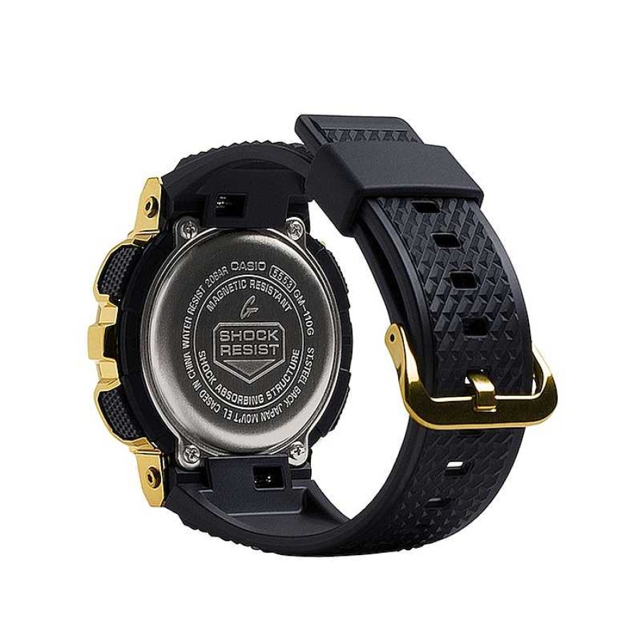 Casio G-Shock Men'S Casio G-Shock Classic Gold-Tone Black Resin Strap Watch With Black And Gold-Tone Dial (Model: Gm110G-1A9) Watches