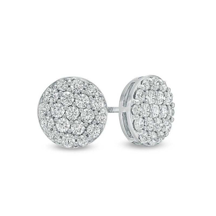 Zales Men'S 1 Ct. T.W. Certified Lab-Created Multi-Diamond Stud Earrings In 14K White Gold (F/Si2) Earrings