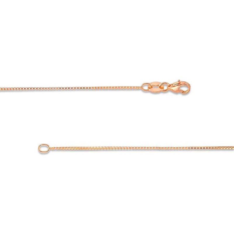 Zales 0.7Mm Box Chain Necklace In Solid 14K Rose Gold - 18" Necklaces