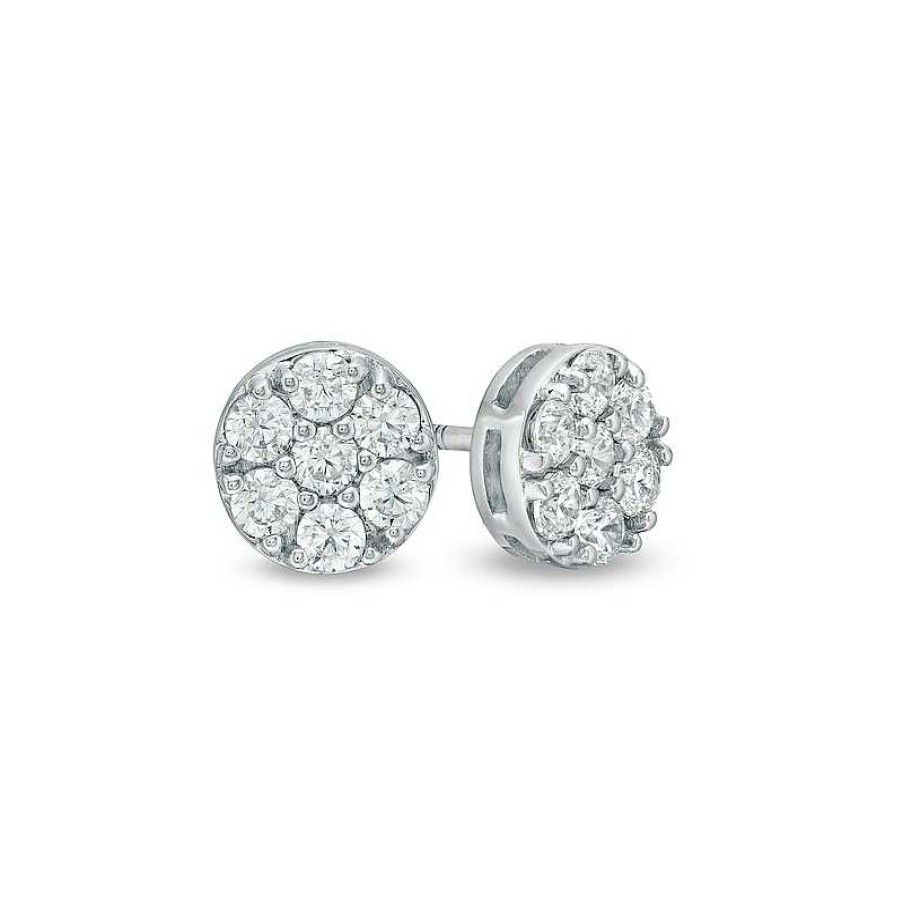 Zales Men'S 1/2 Ct. T.W. Certified Lab-Created Multi-Diamond Stud Earrings In 14K White Gold (F/Si2) Earrings