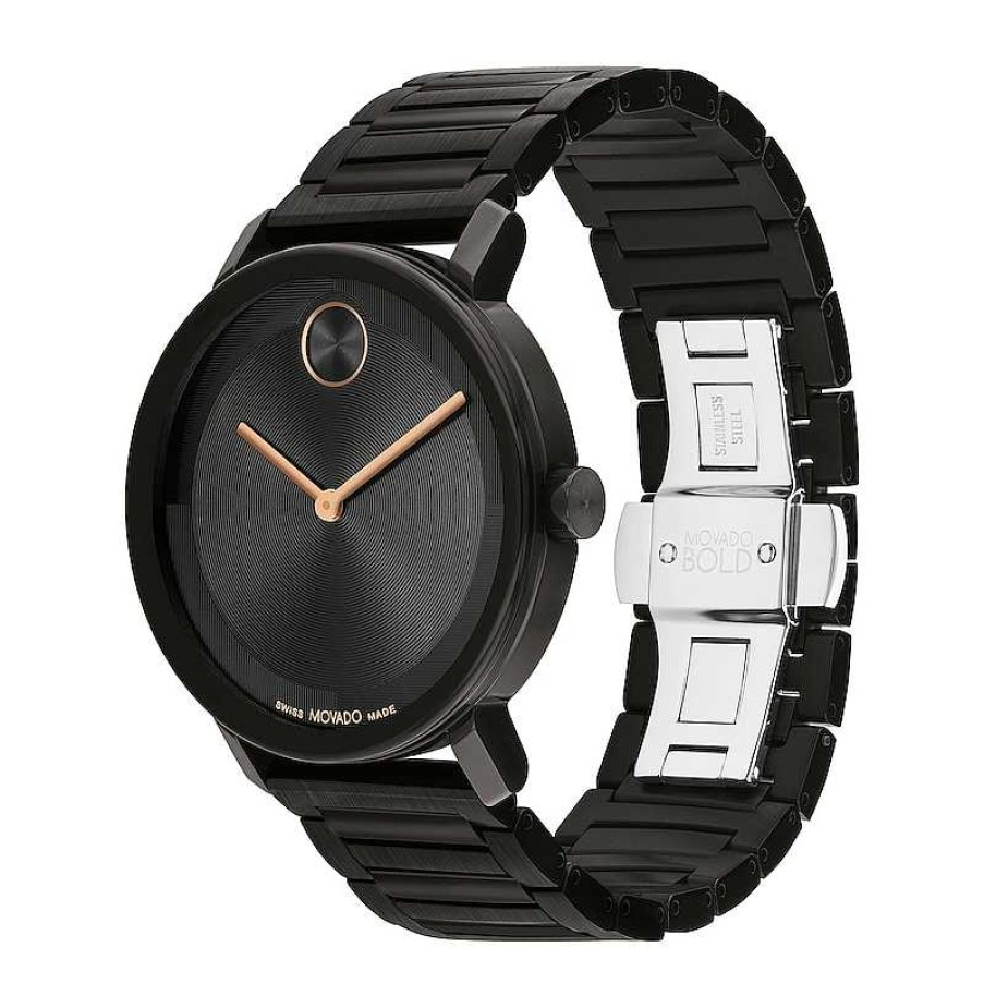 Movado Men'S Movado Bold® Evolution Black Ip Watch With Textured Tonal Black Dial (Model: 3601112) Watches