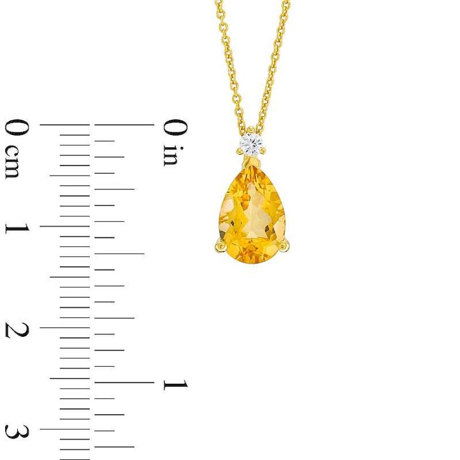 Zales Pear-Shaped Citrine And 1/20 Ct. Diamond Drop Pendant In 10K Gold Necklaces